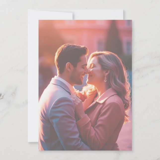 Elegant minimal clean neutral rustic photo wedding invitation (Back)