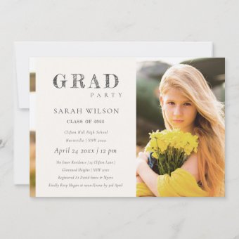 Elegant Minimal Clean Photo Graduation Party Invitation | Zazzle