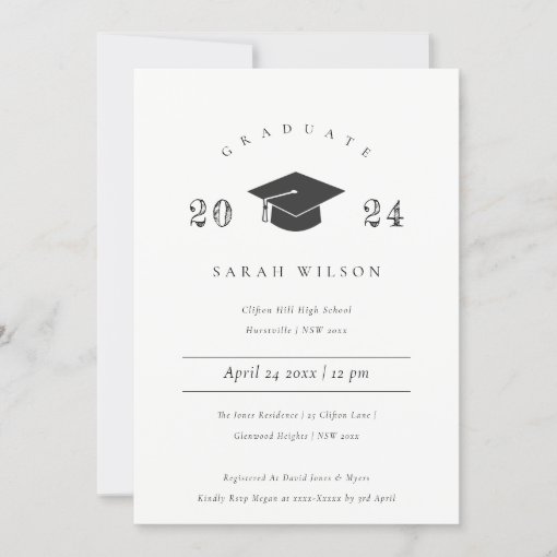 Elegant Minimal Clean Simple Graduation Party Invitation | Zazzle