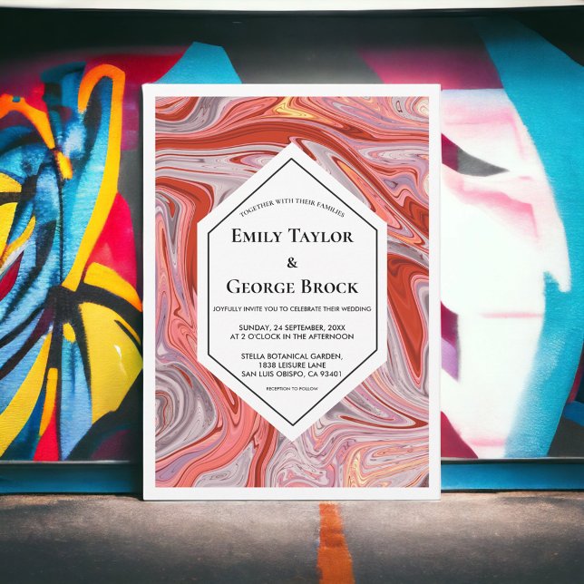 Elegant Minimal Colorful Lava Abstract Wedding Invitation (Creator Uploaded)