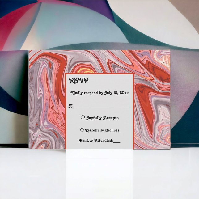 Elegant Minimal Colorful Lava Abstract Wedding RSVP Card (Creator Uploaded)