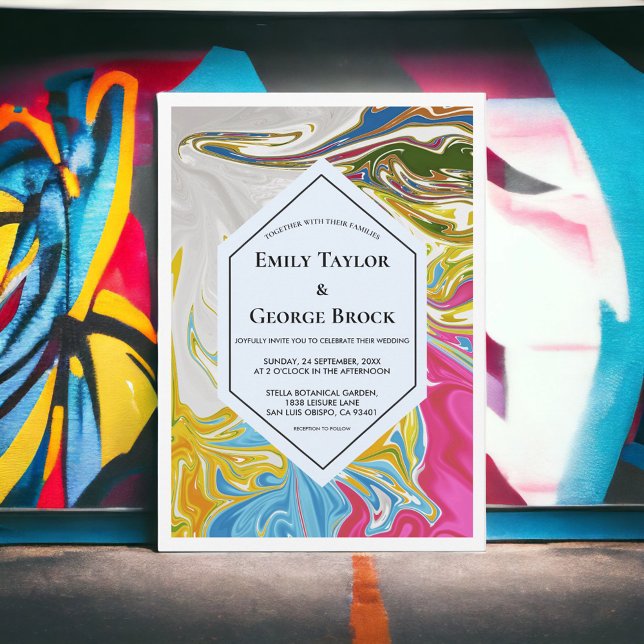 Elegant Minimal Colorful Painting Abstract Wedding Invitation (Creator Uploaded)