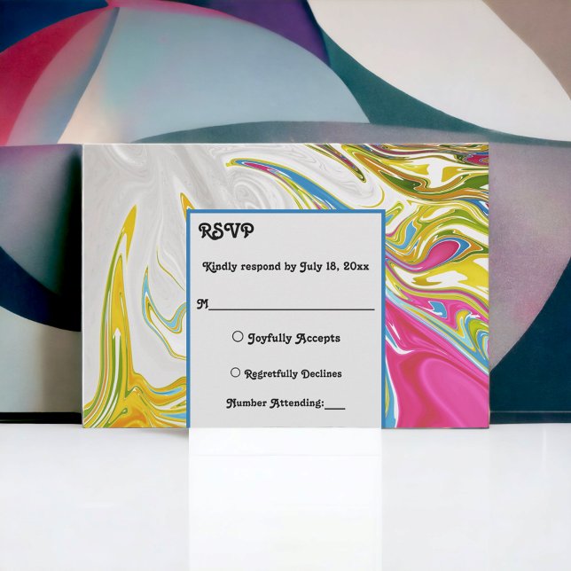 Elegant Minimal Colorful Painting Abstract Wedding RSVP Card (Creator Uploaded)