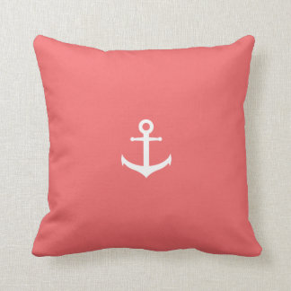 Elegant minimal coral white anchor throw pillow