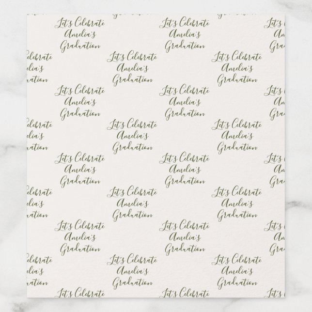 Elegant minimal Cream & sage Green Graduation Envelope Liner (Design)