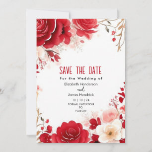 Elegant Minimal Crimson Red Digital Wedding  Invitation