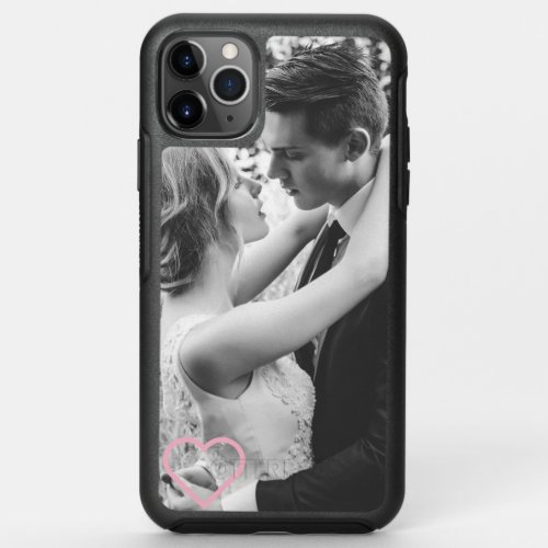 Elegant minimal custom couple photo  pink heart OtterBox symmetry iPhone 11 pro max case