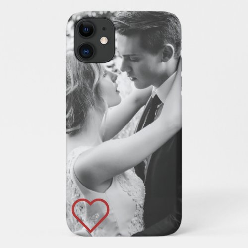 Elegant minimal custom couple photo  red heart iPhone 11 case