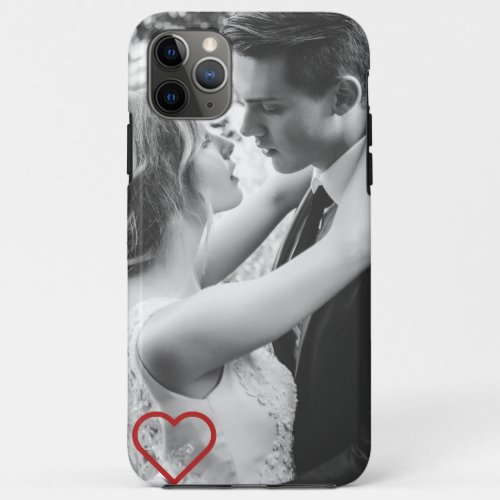 Elegant minimal custom couple photo  red heart iPhone 11 pro max case