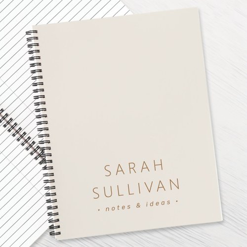 Elegant minimal custom name text ivory notebook