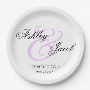 Elegant Minimal Custom Name Wedding Plates