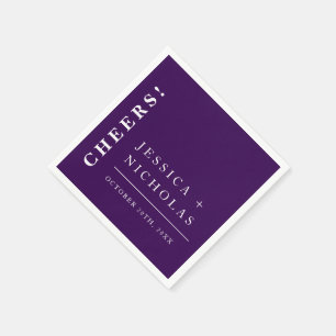 Elegant Minimal Dark Purple Modern Wedding Napkins