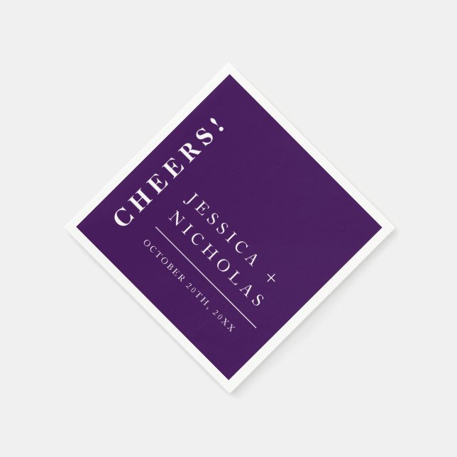 Elegant Minimal Dark Purple Modern Wedding Napkins (Corner)
