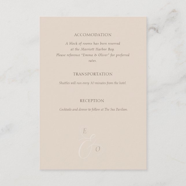 Elegant Minimal Desert taupe information Details Enclosure Card (Back)