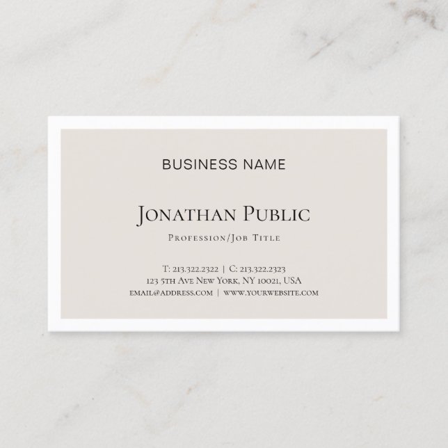 Elegant Minimal Design Modern Plain Luxury Trendy Business Card (Front)