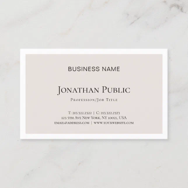 Elegant Minimal Design Modern Plain Luxury Trendy Business Card | Zazzle