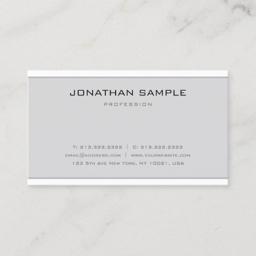 Elegant Minimal Design Modern Sleek Grey White Top Business Card