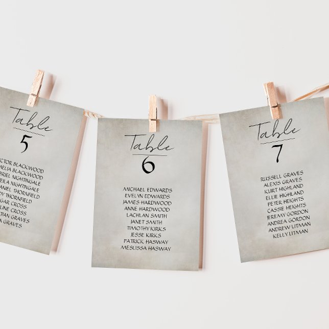 Elegant Minimal Distressed Hanging Seating Chart Note Card (Creator Uploaded)