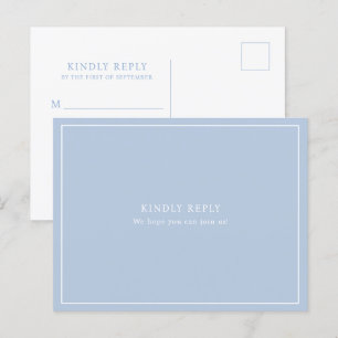 Elegant Minimal Dusty Blue Frame Meal Choice RSVP Postcard