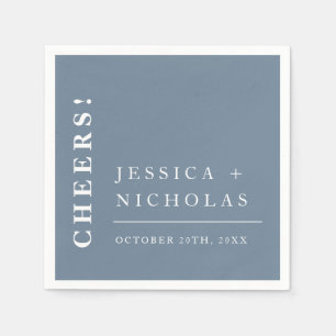 Elegant Minimal Dusty Blue Modern Wedding Napkins