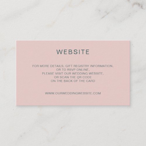 Elegant minimal dusty pink QR Code website Enclosure Card