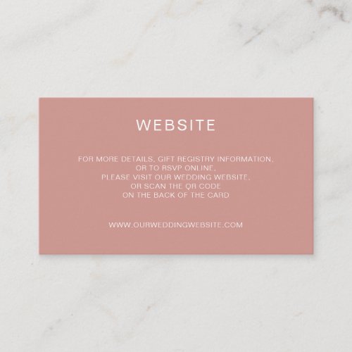 Elegant minimal dusty rose QR Code website Enclosure Card