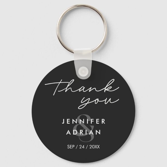 Elegant Minimal Eerie Black Modern Wedding Keychain (Front)