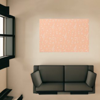Elegant Minimal Eggshell Music Notes Peach Fuzz