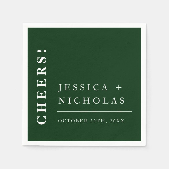 Elegant Minimal Emerald Green Modern Wedding Napkins (Front)