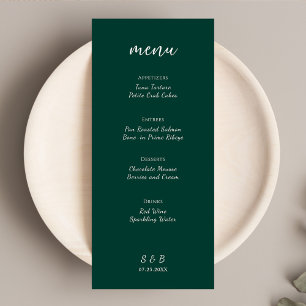 Elegant Minimal Emerald Green Wedding Menu