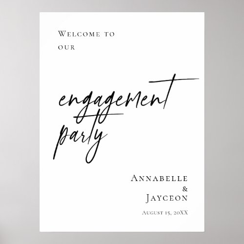 Elegant minimal Engagement Party welcome Poster