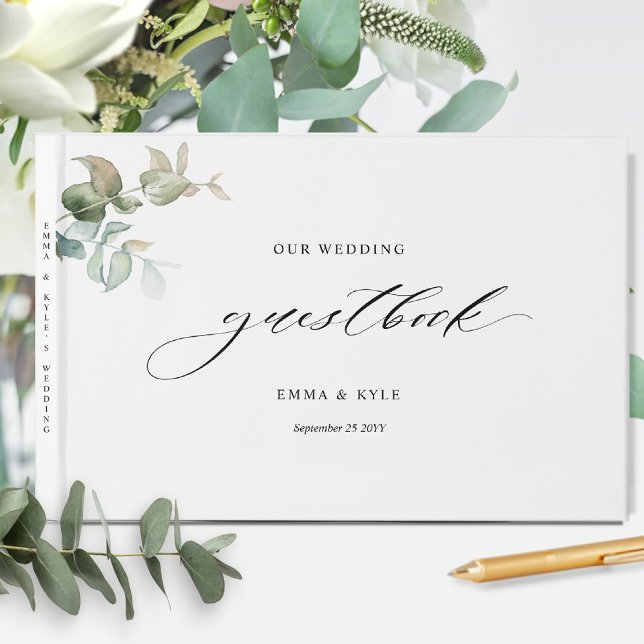 Elegant Minimal, Eucalyptus Greenery Wedding Guest Book (Creator Uploaded)