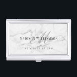 Elegant Minimal Executive Name & Monogram Marble Business Card Case<br><div class="desc">A sleek professional elegant white & grey marble business name and script monogram executive business card case. The design features a white & grey marble background with name and job title displayed in sophisticated typography with custom elegant script monogram displayed in the background.</div>