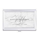 Elegant Minimal Executive Name & Monogram Marble Business Card Case
