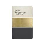 ELEGANT MINIMAL FAUX GOLD SILVER BLACK STRIPS JOURNAL