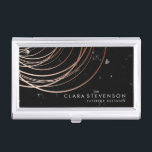 Elegant minimal faux rose gold geometric marble business card case<br><div class="desc">Elegant geometric design in faux rose gold and back marble.</div>