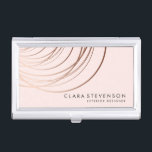 Elegant minimal faux rose gold geometric pink business card case<br><div class="desc">Elegant geometric design in faux rose gold and blush pink.</div>