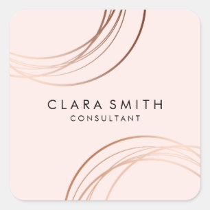 Elegant minimal faux rose gold geometric pink square sticker