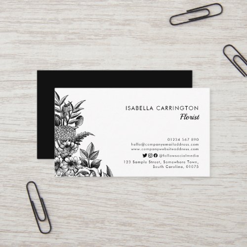 Elegant Minimal Floral  Business Card