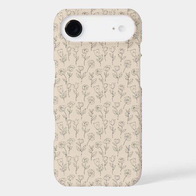 Elegant Minimal Floral Line Pattern Case-Mate iPhone Case (Back)
