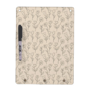 Elegant Minimal Floral Line Pattern Dry Erase Board