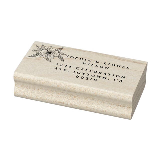 Elegant Minimal Floral Wedding Returning Address Rubber Stamp (Stamp)