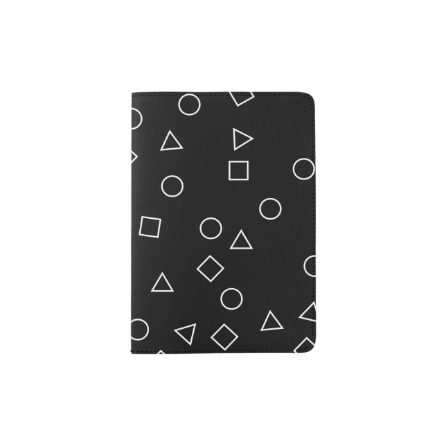Elegant minimal geometric pattern black white passport holder (Front)