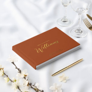 Elegant Minimal Gold Foil Terracotta Wedding Foil Guest Book