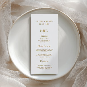 Elegant Minimal Gold Formal Script Wedding Dinner Menu