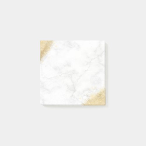 Elegant minimal gold glitter white marble post_it notes