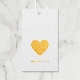 Elegant Minimal Gold Heart Love Chic Personalized Foil Gift Tags