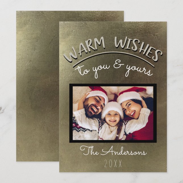 Elegant Minimal Gold Holiday Christmas Photo Invitation (Front/Back)