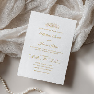 Elegant Minimal Gold Stylish Script Muslim Wedding Invitation