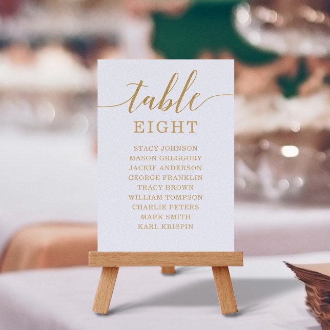 Elegant Minimal Gold Table Numbers Seating Chart (Creator Uploaded)